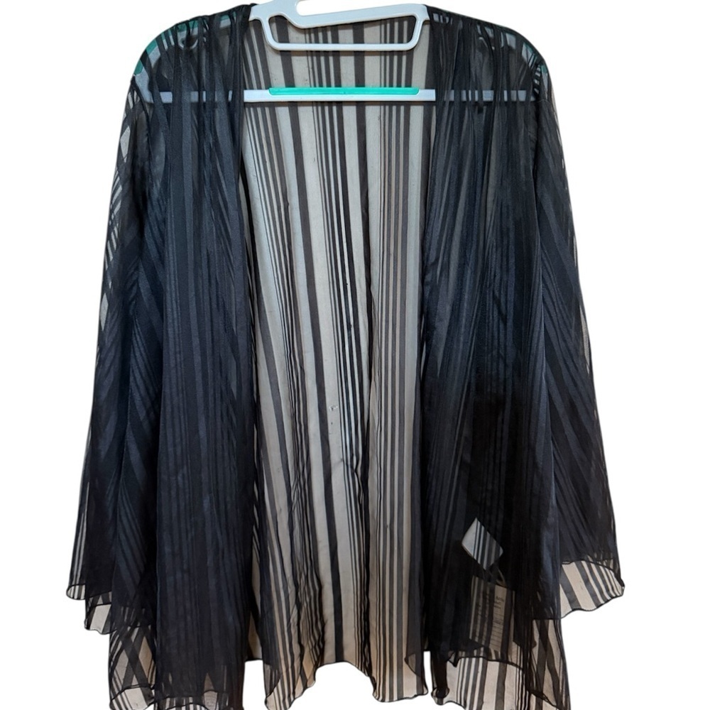 Frederick's of Hollywood Black Sheer Short Robe Med.